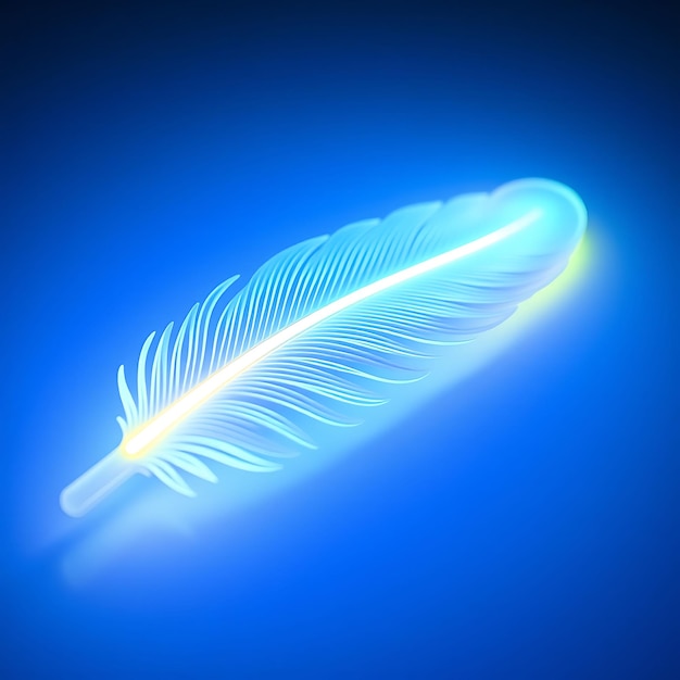 Photo a feather with a feather on it is lit up