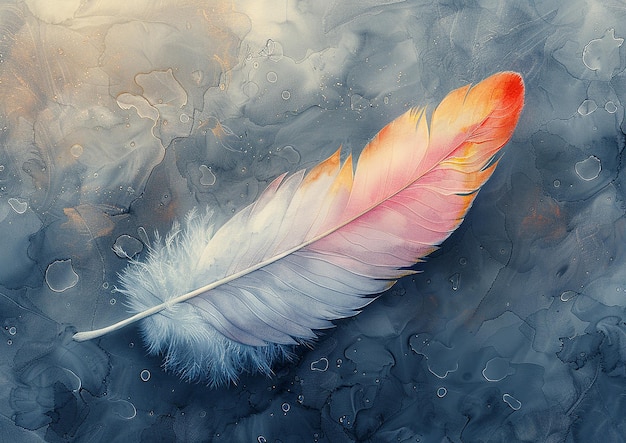 Feather with Watercolor Texture