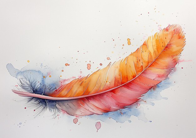 Feather with Watercolor Texture