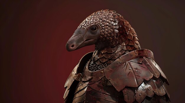 Photo a feathered creature in a suit of armour a 3d digital illustration of a birdlike creature with a warriors armor