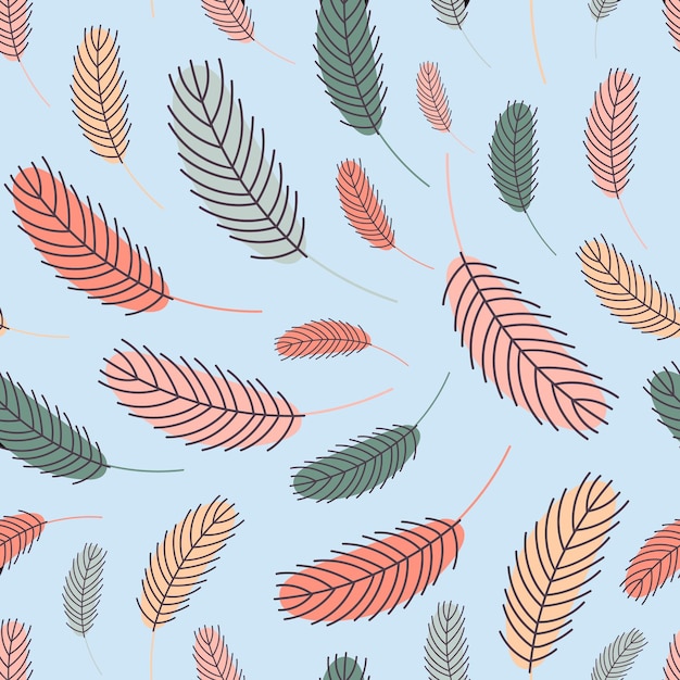 Feathers seamless patternVector flat illustration