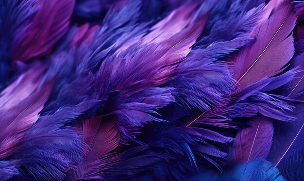 Feathers soft background Purple bird feathers For banner postcard book illustration card Created with generative AI tools