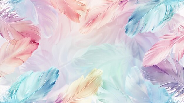 Photo feathers wallpaper in soft and serene pastel colors