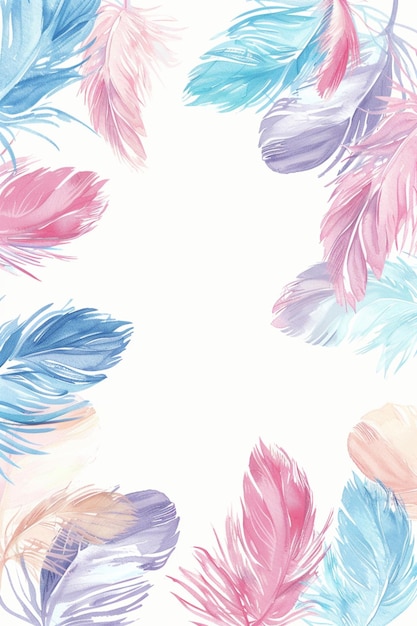 Photo feathers wallpaper in soft and serene pastel colors