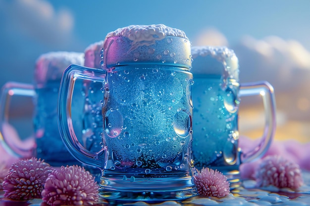 Featuring a bunch of colorful beer mugs is in use high quality high resolution