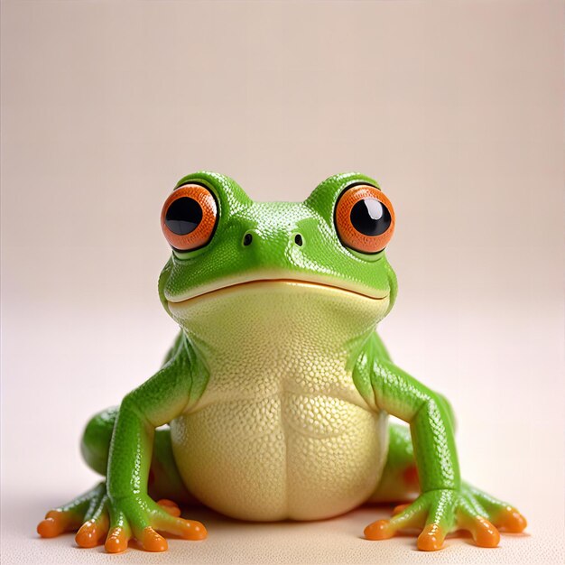 Photo featuring cute frog plastic toy on a white background