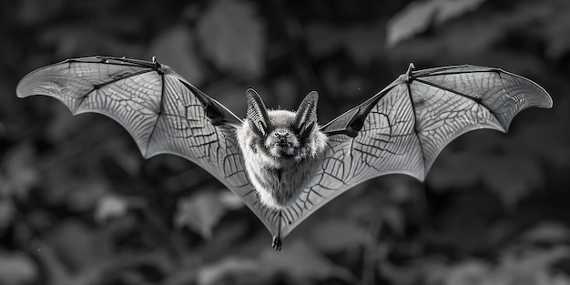 Featuring photo of a bat in flight showing its long wings and sharp ears it is highly detailed th