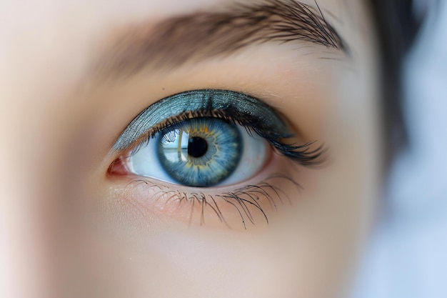 featuring Photo of a blue eye with a white background for vision health in a closeup shot web bann