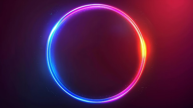 Featuring a sparkling colorful background and a circle for advertisements this graphic artwork features magenta neon Generative AI