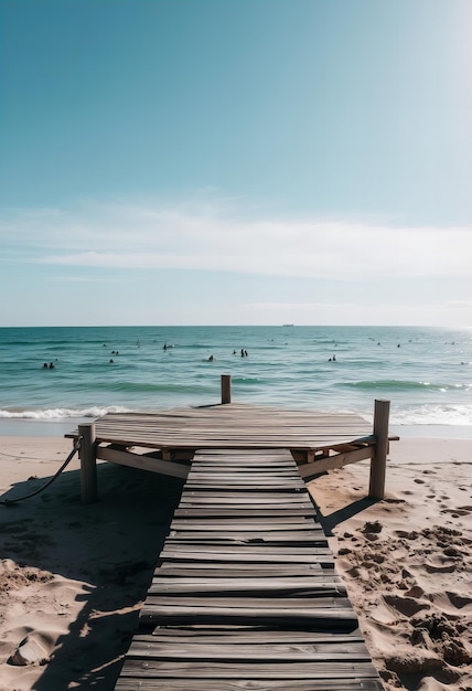 Featuring Wooden platform on a beach