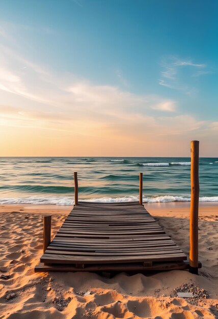 Featuring Wooden platform on a beach