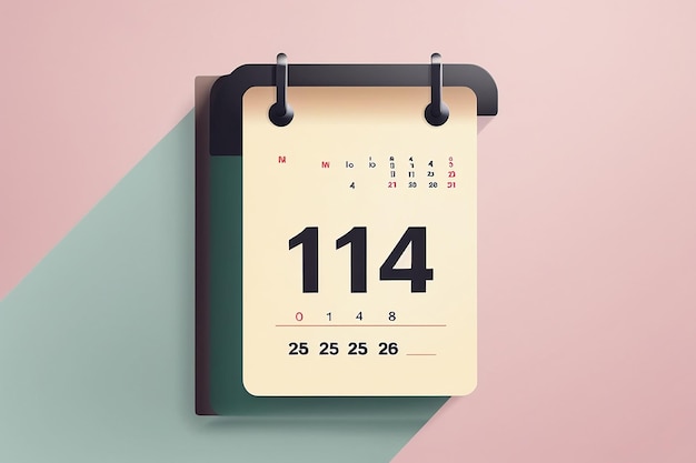 February 14 Calendar icon with shadow Day month Meeting appointment time Event schedule date Flat vector illustration