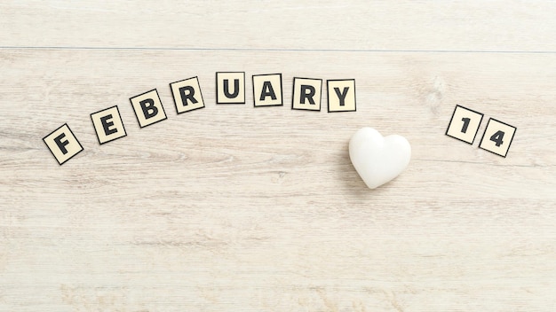 February 14 spelled out with rectangular letters