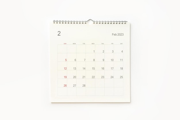 February 2023 calendar page on white Calendar background for reminder business planning appointment meeting and event