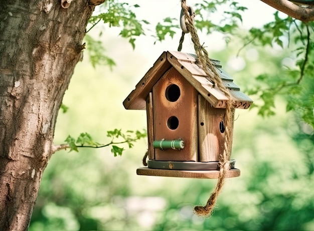 Feeders for birds in the city park Created with Generative AI technology