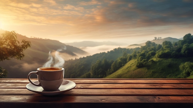 The feel of the mountains in the morning with a cup of hot coffee