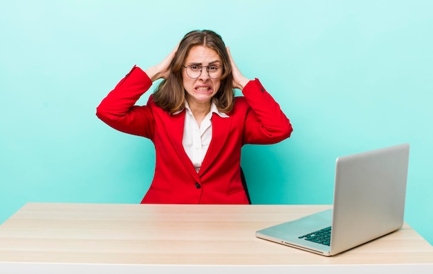 Feeling stressed anxious or scared with hands on head