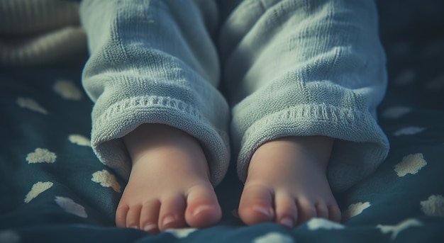 Feet of a newborn on a pastel background