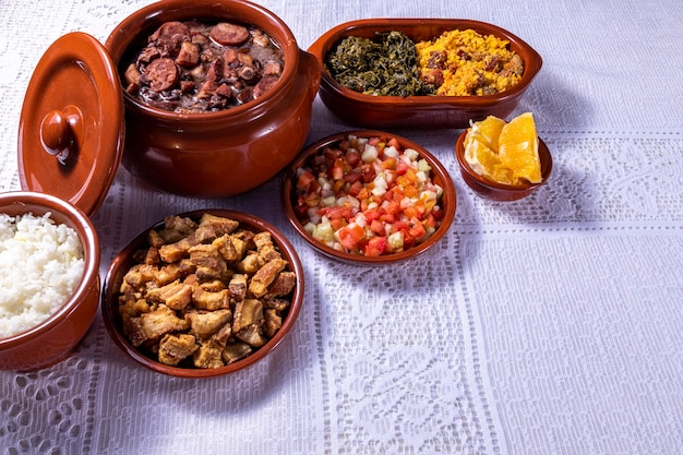 Feijoada, the Brazilian cuisine tradition with space for text.