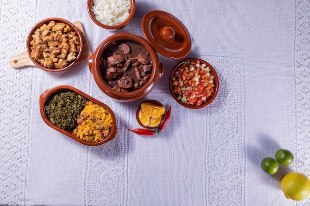 Feijoada, the Brazilian cuisine tradition with space for text.