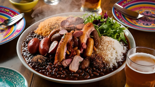 Feijoada typical Brazilian food Traditional Brazilian food made with black beans