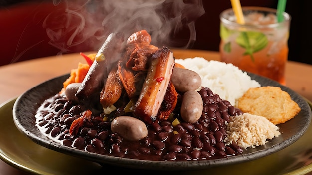 Feijoada typical Brazilian food Traditional Brazilian food made with black beans