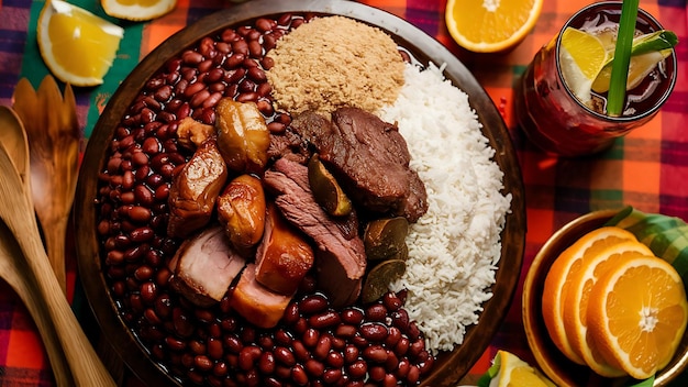 Feijoada typical Brazilian food Traditional Brazilian food made with black beans