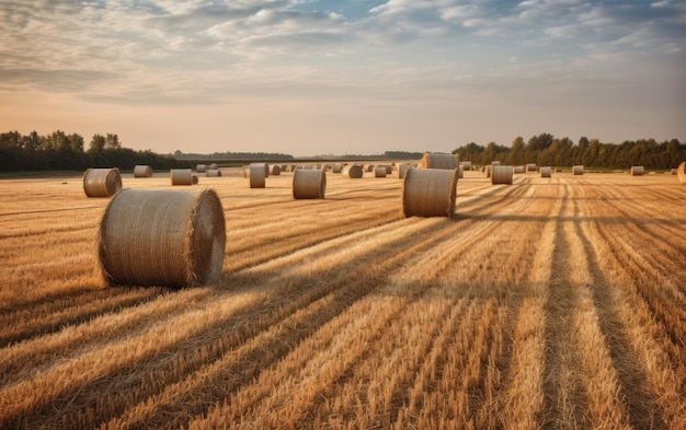 Feld with bales of straw