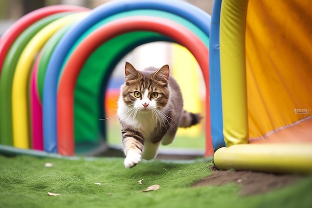 Feline Dash Cat Running Through Tunnel