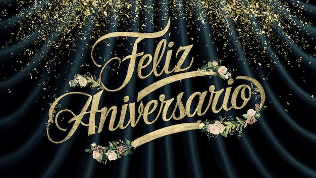 Feliz Aniversario Happy Birthday celebration in balloons in Portuguese language greeting card banner