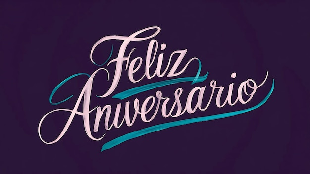 Feliz Aniversario typography Happy Birthday calligraphy in Portuguese language greeting card banner