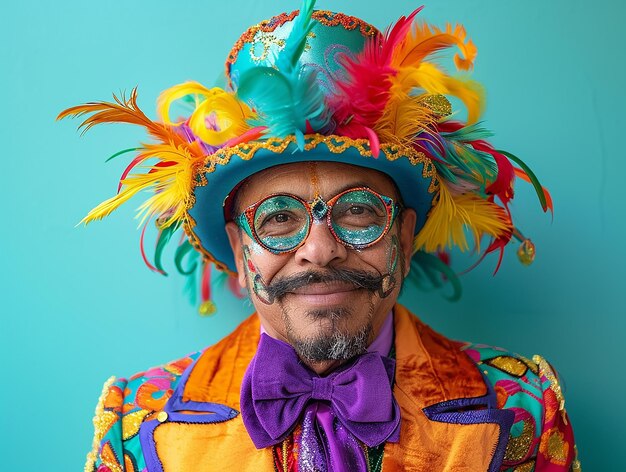 Photo fellow in vibrant carnival attire