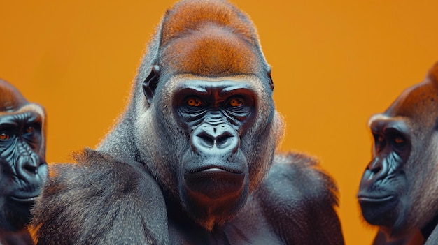 Photo the fellowship of gorillas isolated on a flat background