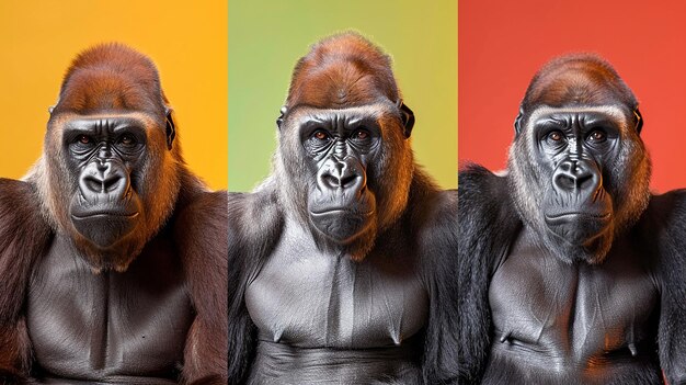 Photo the fellowship of gorillas isolated on a flat background