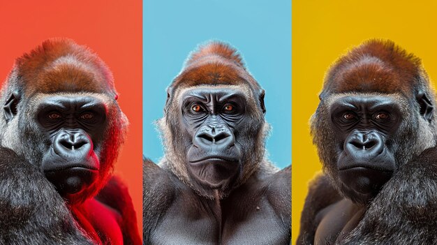 Photo fellowship of gorillas isolated