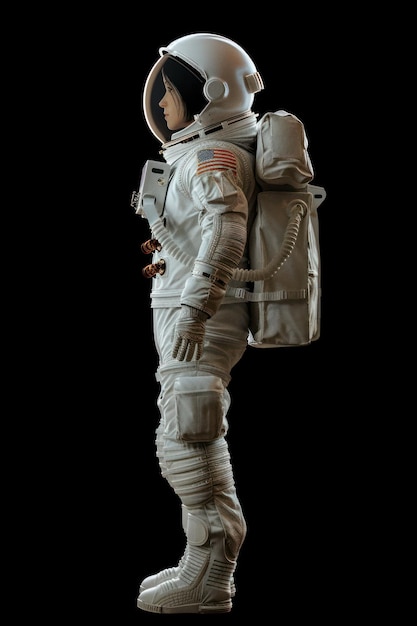 Female astronaut wearing spacesuit helmet exploration accessories