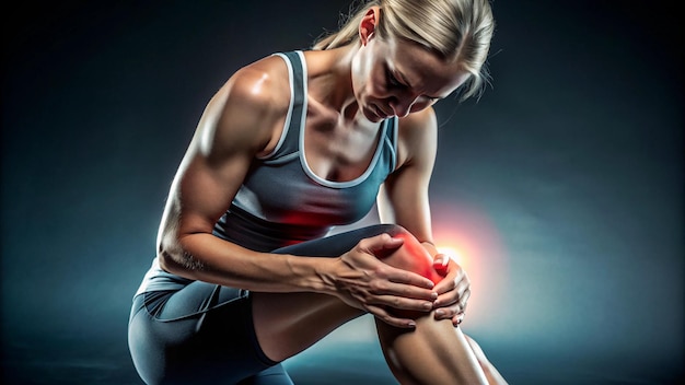 Photo a female athlete with a knee injury and knee pain