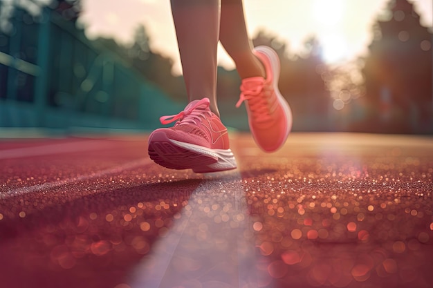 Female Athletes Legs on Synthetic Running Track