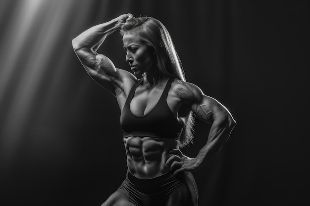 Photo a female bodybuilding model posing isolated background