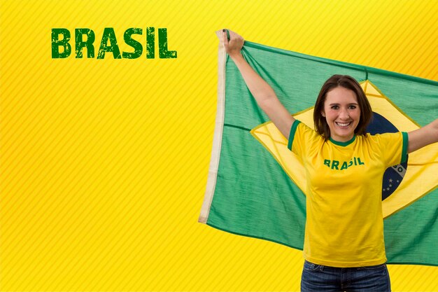 Female brazilian fan celebrating