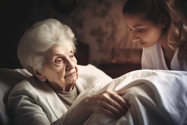 Female Caregiver assisting senior woman