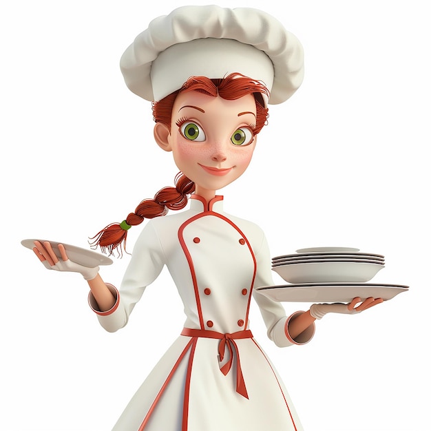 Photo female chef cartoon image isolated on white