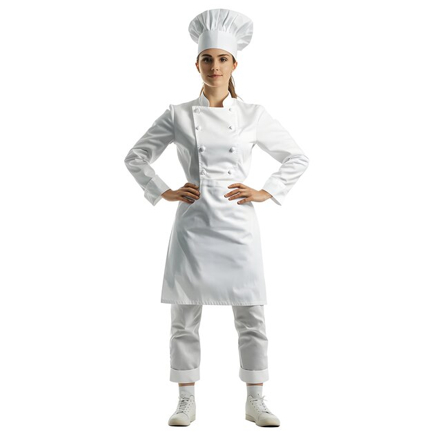 Photo a female chef figurine of a chef in a white uniform