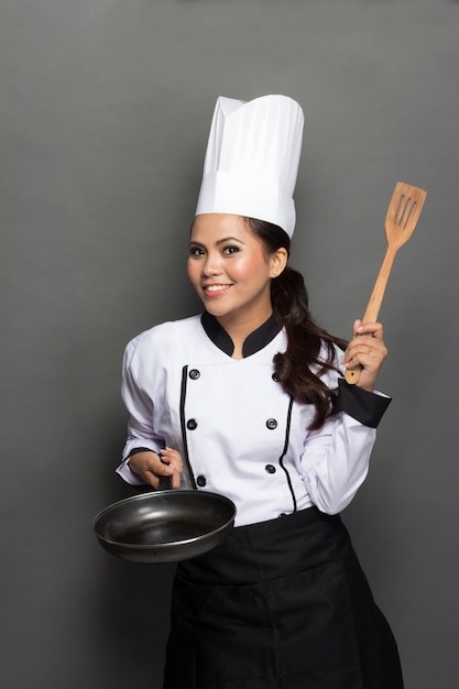 Female chef ready to cook