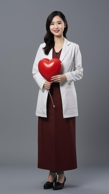 Female Doctor Cardiologist holding heart in hand