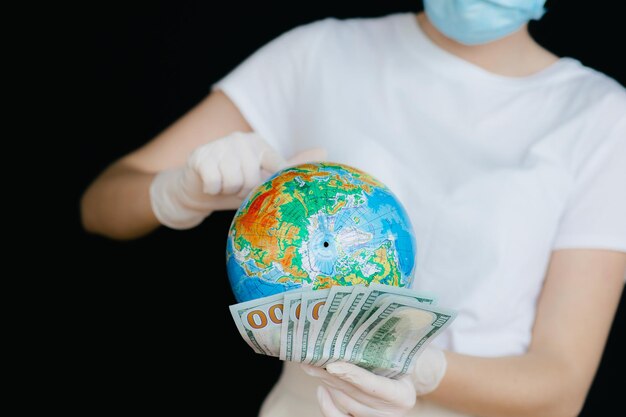 female doctor in a protective mask and medical cap closeup portrait