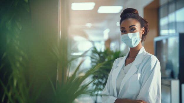 female doctor standing in the lobby of the hospital