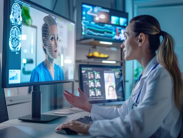 Female doctor using technology for telemedicine consultation