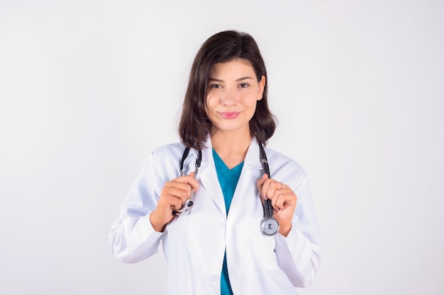 Female doctor waiting for her patients in the room