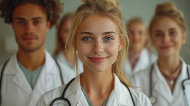 a female doctor with a stethoscope on her neck